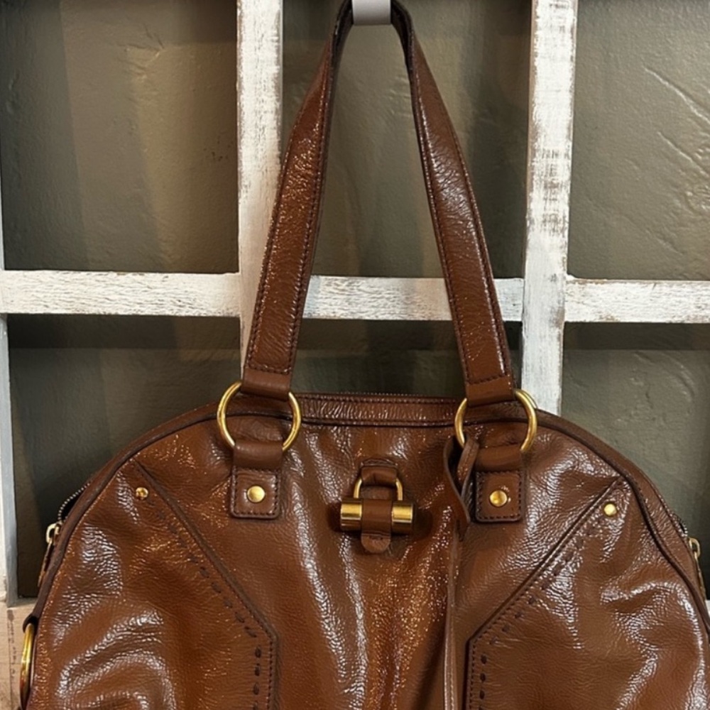 Yves Saint Laurent YSL Patent Leather Medium Muse Satchel Bag Vintage - Picture 2 of 14